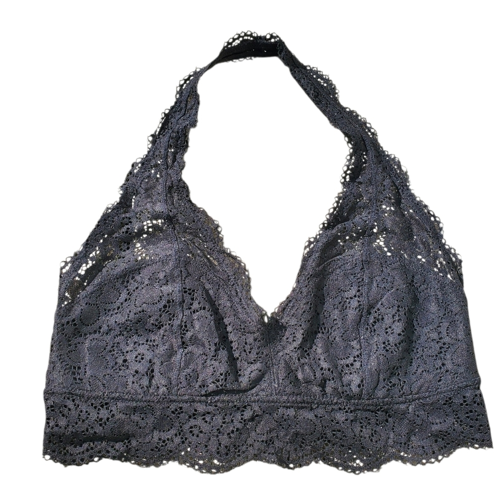 Aerie Medium Black Lace Halter Bralette